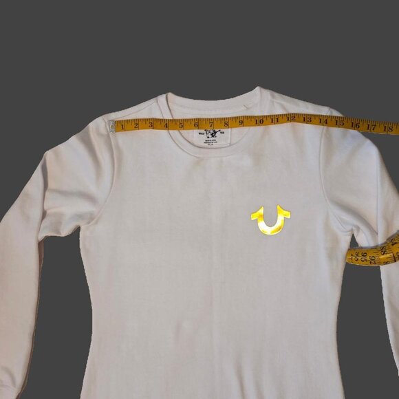 NWOT True Religion White Long Sleeve Sweatshirt Dress - Picture 13 of 14